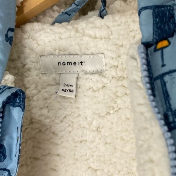 Baby outerwear bodysuit jacket onesie blue tractor print size 2M-6M - Picture 8 of 10